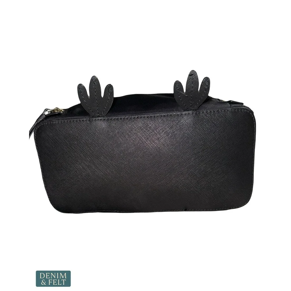 Kate Spade Owl Mini Backpack Novelty Black‎ Nylon Faux Fur Whimsical Animal Bag